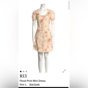 R13 Cream Floral Mini Dress
